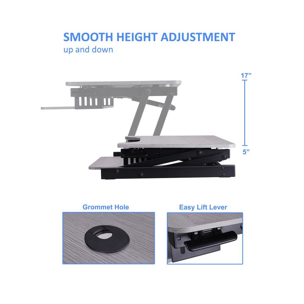Rocelco 37.5" Deluxe Height Adjustable Standing Desk. Picture 2