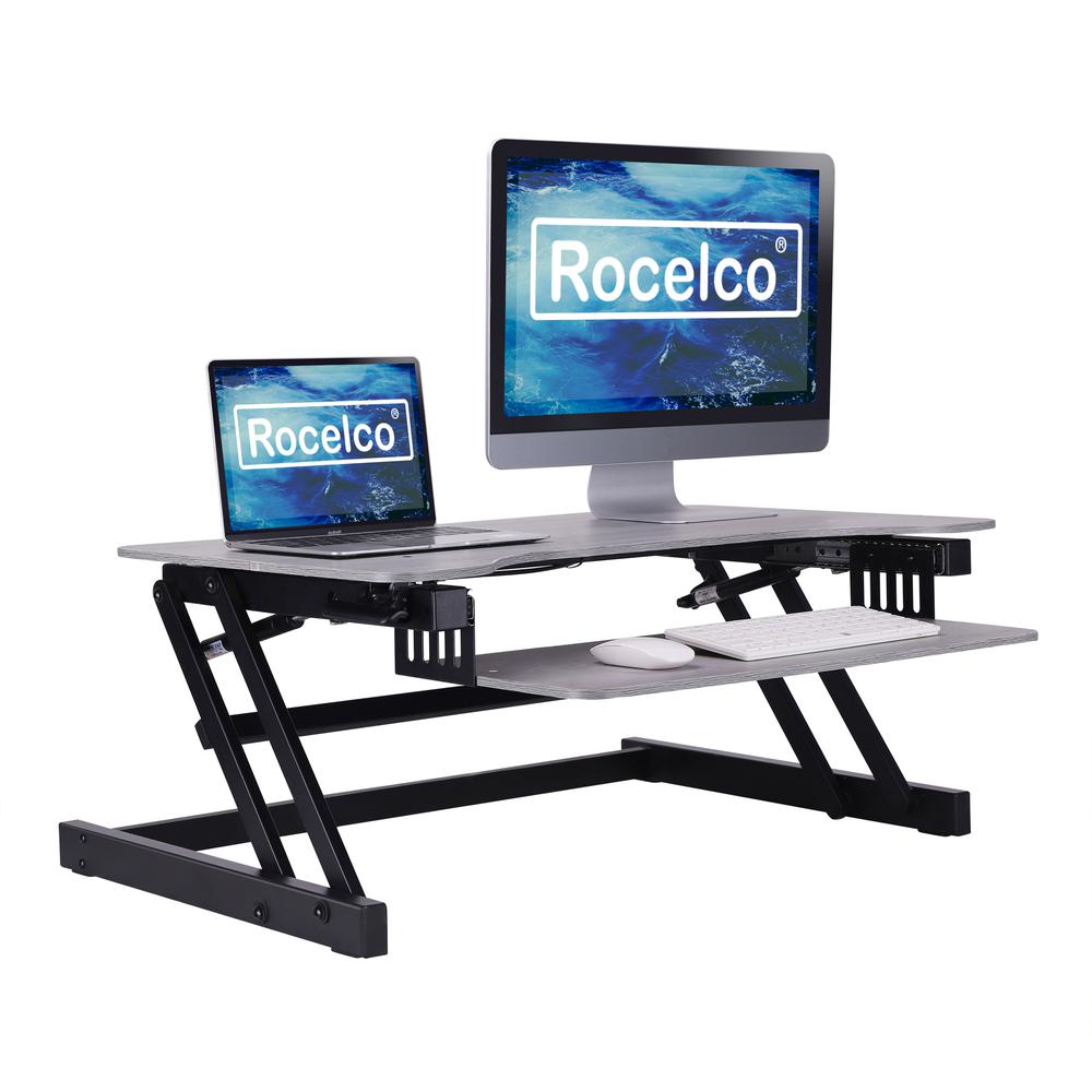 Rocelco 37 5 Deluxe Height Adjustable, Dual Monitor Computer Desk Uk