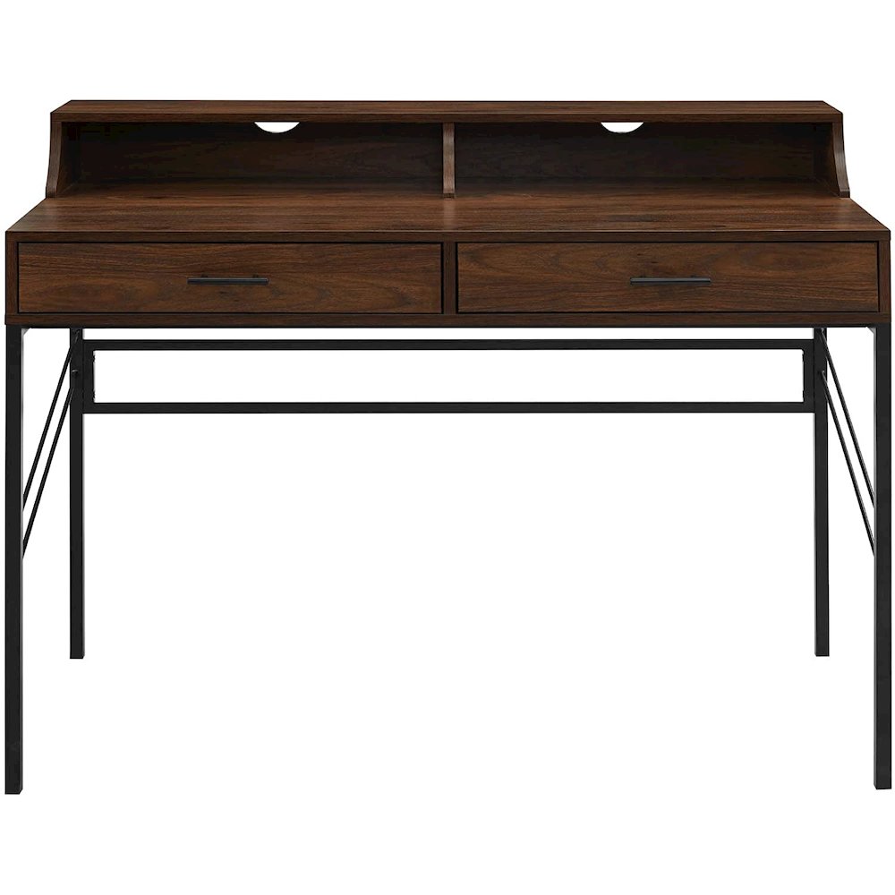Vetti 44" 2-Drawer Desk with Hutch - Dark Walnut. Picture 5