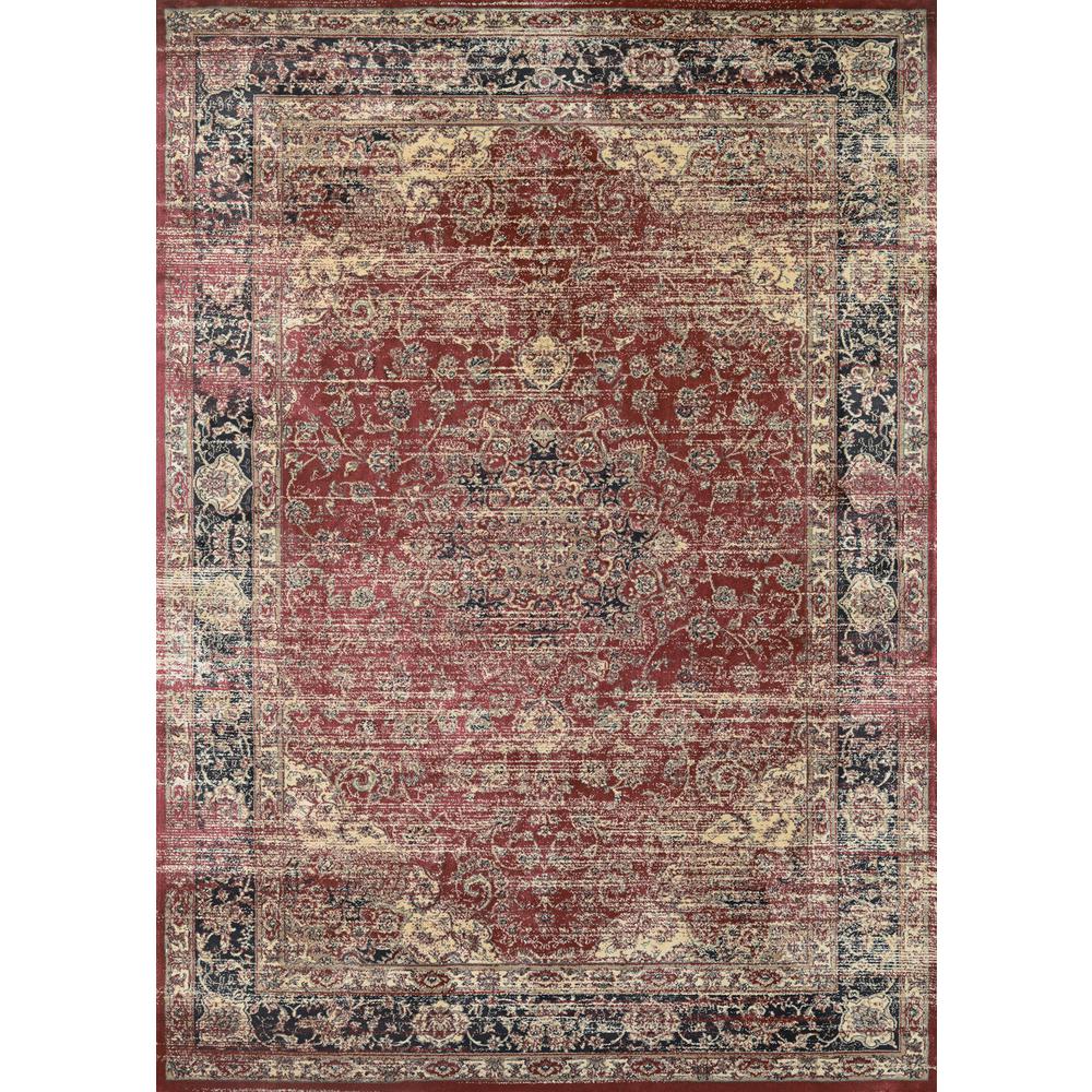Persian Vase Area Rug, Red/Black/Oatmeal ,Rectangle, 2' x 3'7". Picture 1