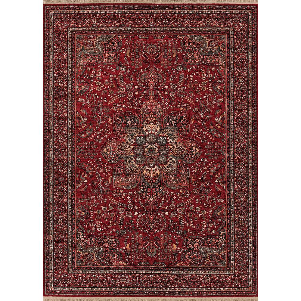 All Over Center Medallion Area Rug, Antique Red ,Rectangle, 2'2" x 4'9". Picture 1