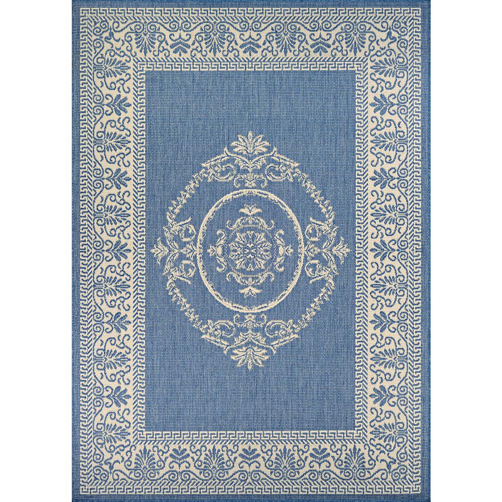 Antique Medallion Area Rug, Champagne/Blue ,Rectangle, 2' x 3'7". Picture 1
