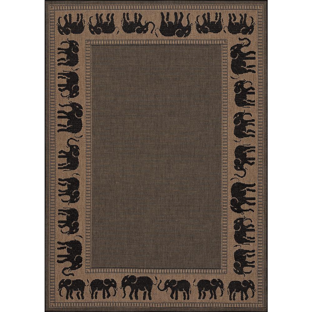 Elephant Area Rug, Cocoa/Black ,Rectangle, 7'6" x 10'9". Picture 1
