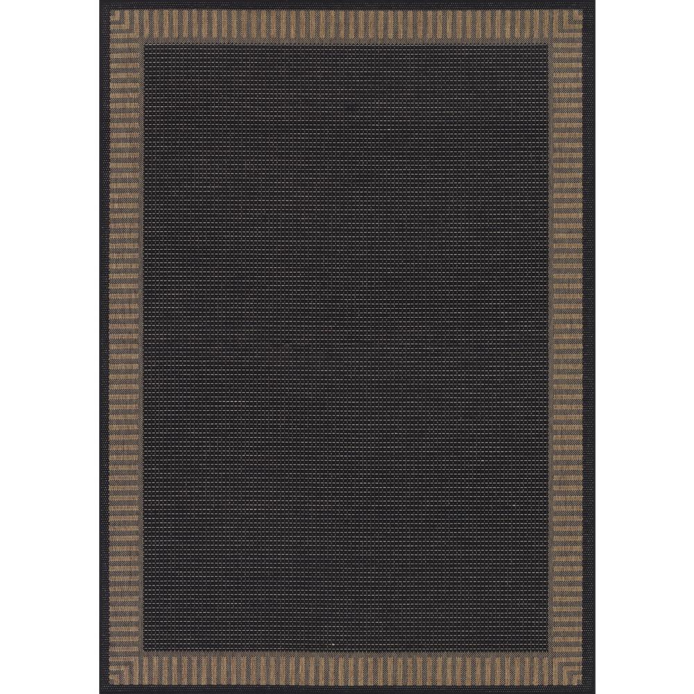 Wicker Stitch Area Rug, Black/Cocoa ,Rectangle, 7'6" x 10'9". Picture 1