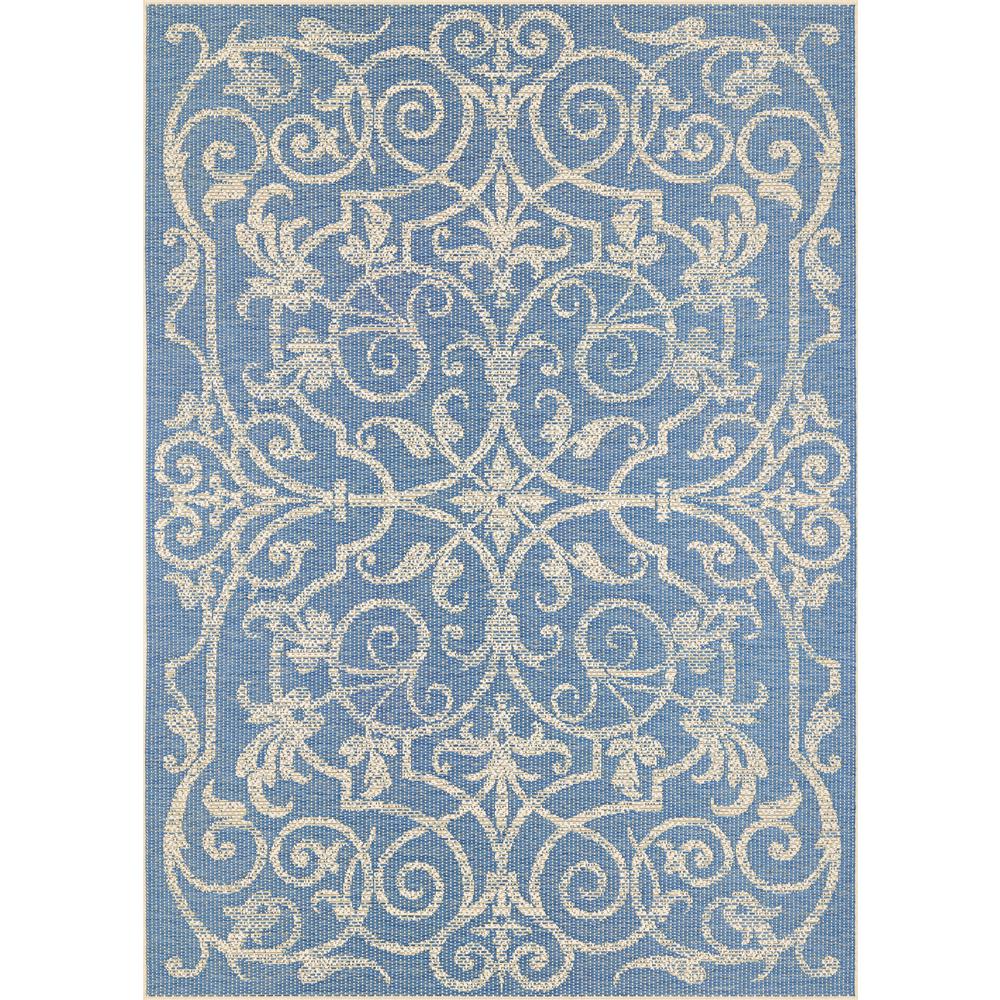 Summer Quay Area Rug, Ivory/Sapphire ,Runner, 2'3" x 7'10". Picture 1