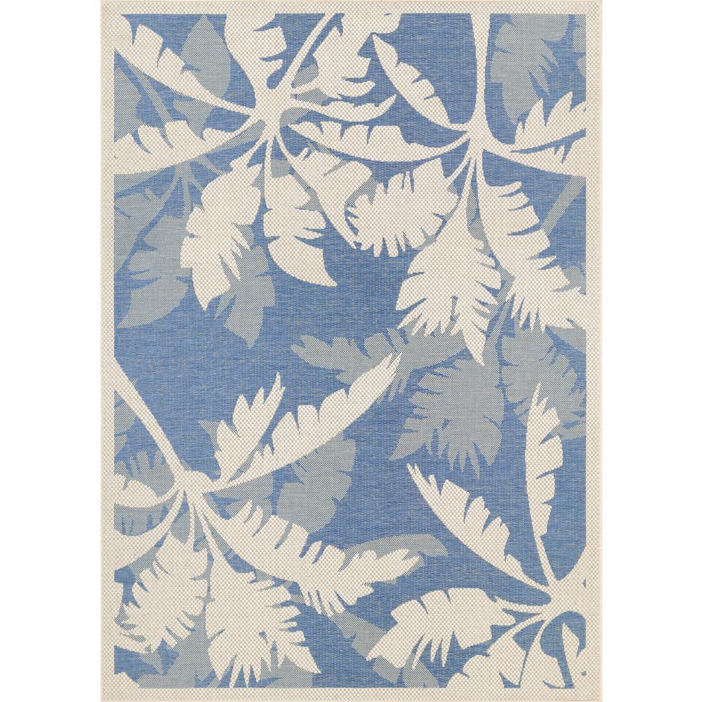 Coastal Floral Area Rug, Ivory/Sapphire ,Runner, 2'3" x 7'10". Picture 1