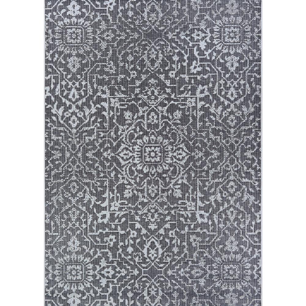 Palmette Area Rug, Black/Grey/Ivory ,Runner, 2'3" x 7'10". Picture 1