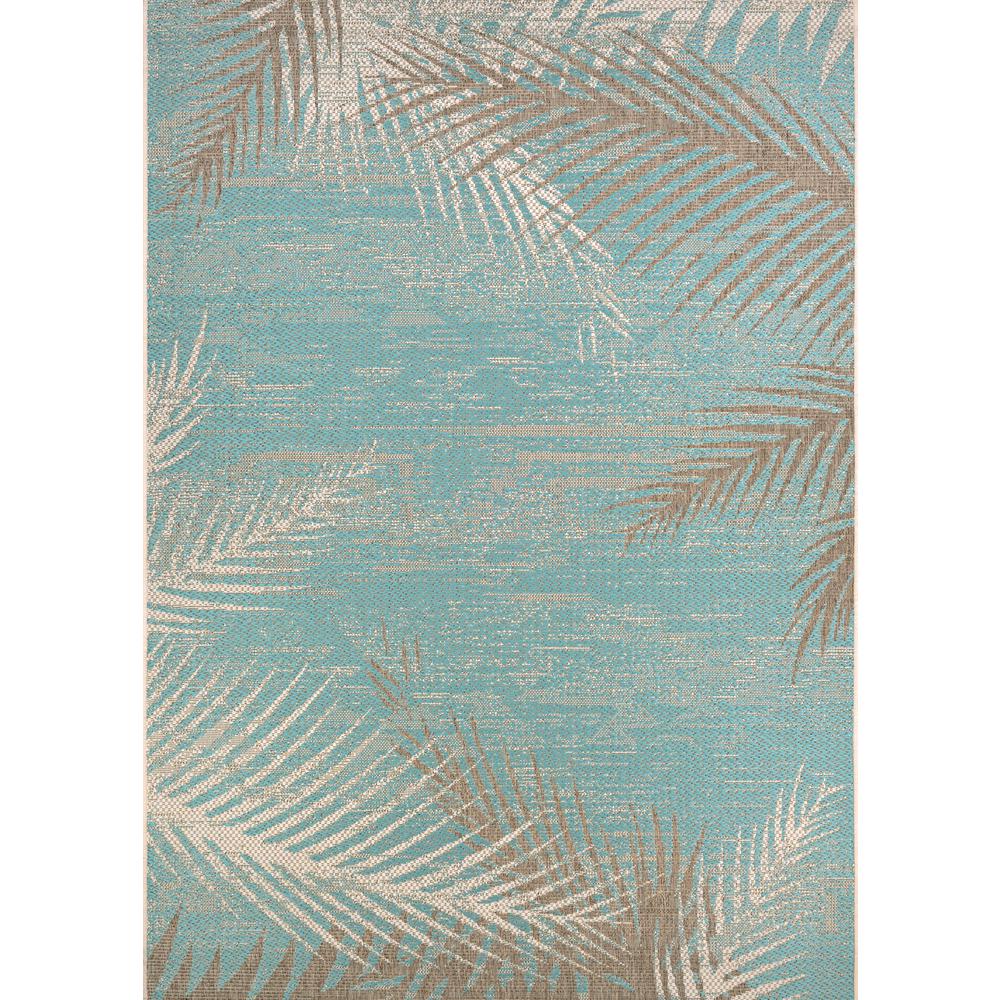 Tropical Palms Area Rug, Aqua ,Runner, 2'3" x 7'10". Picture 1