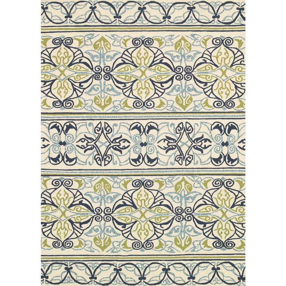 Pegasus Area Rug, Ivory/Navy/Lime ,Rectangle, 3'6" x 5'6". The main picture.