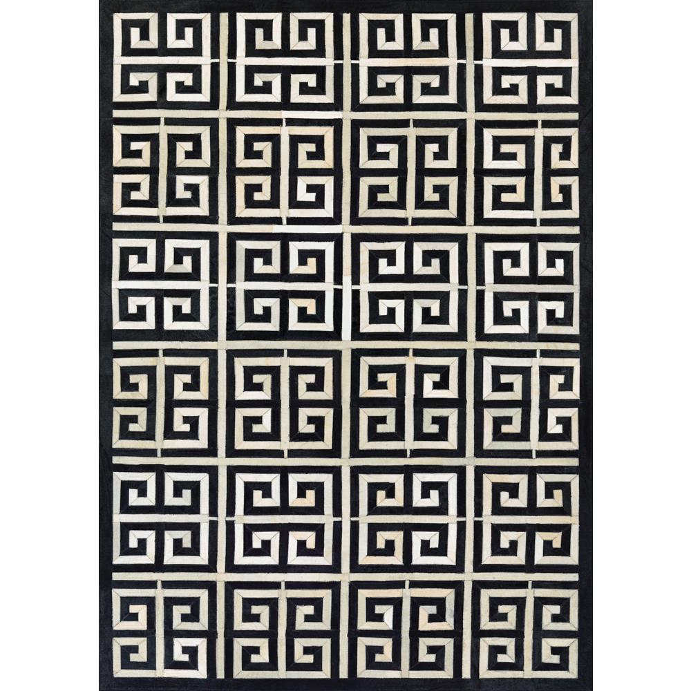 Meander Area Rug, Black/Ivory ,Rectangle, 3'6" x 5'6". Picture 1