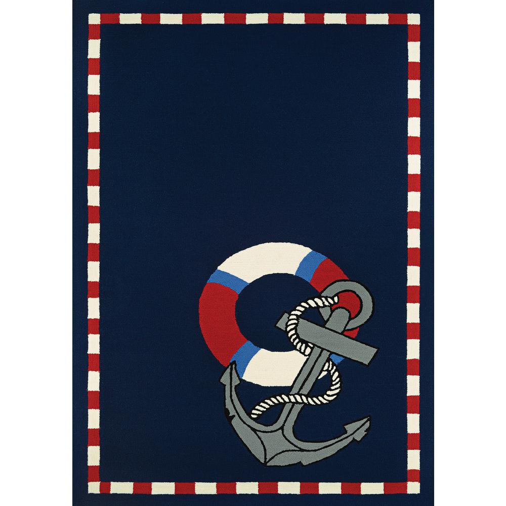Anchors Away Area Rug, Navy ,Rectangle, 3'6" x 5'6". Picture 1