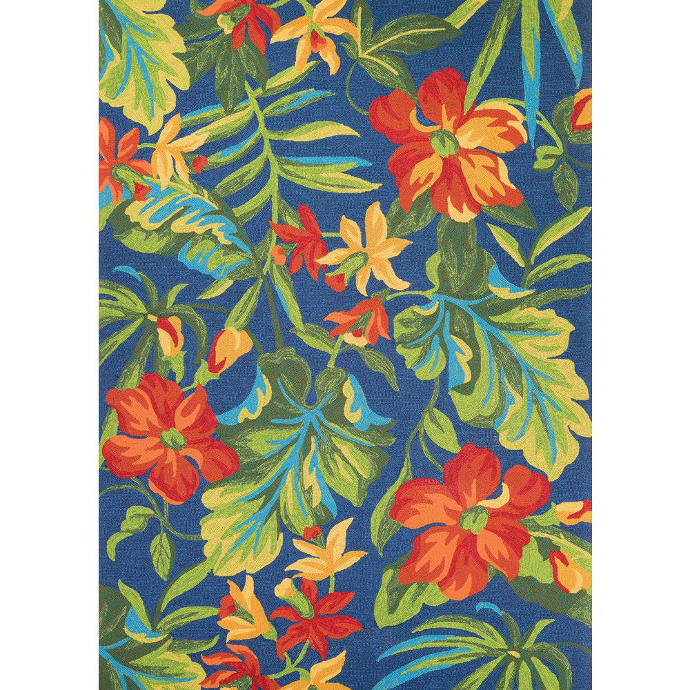 Tropical Orchid Area Rug, Azure/Forest Green/Red ,Rectangle, 3'6" x 5'6". The main picture.