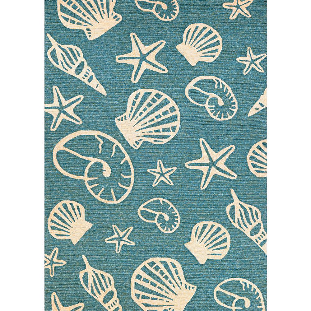 Cardita Shells Area Rug, Turquoise/Ivory ,Rectangle, 3'6" x 5'6". Picture 1