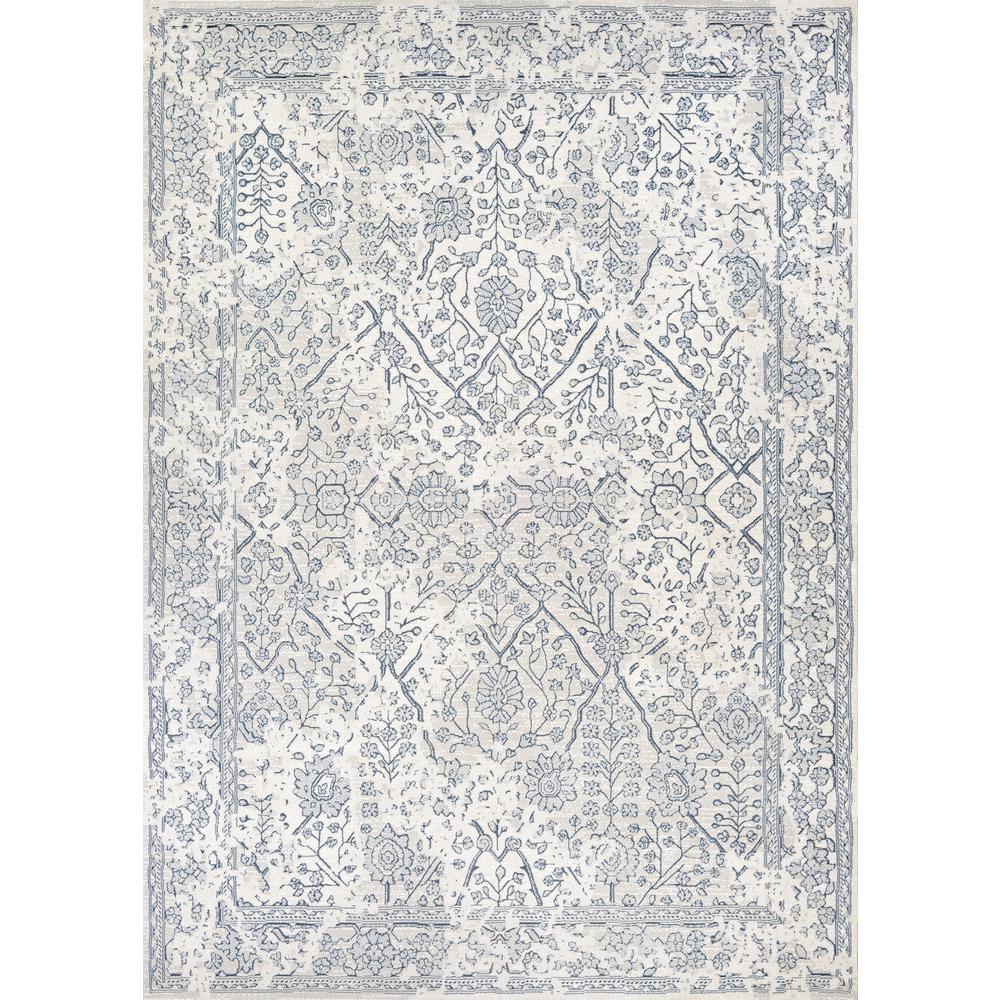 Lillian Area Rug, Oyster/Slate Blue ,Runner, 2'2" x 7'10". Picture 1