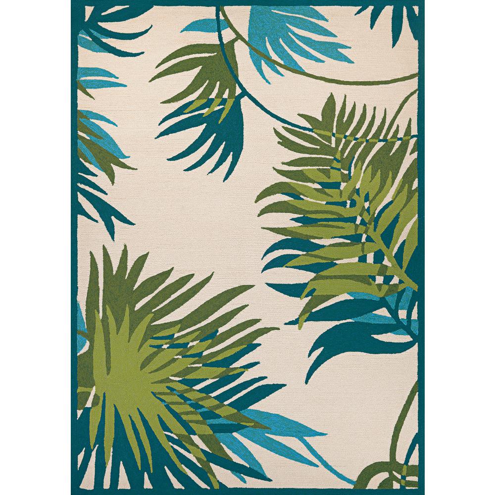 Jungle Leaves Area Rug, Ivory/Forest Green ,Rectangle, 2' x 4'. Picture 1