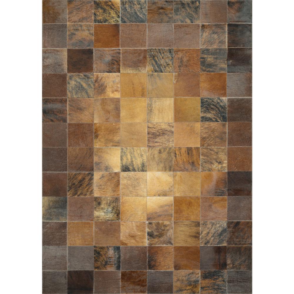 Tile Area Rug, Brown ,Rectangle, 5'4" x 8'