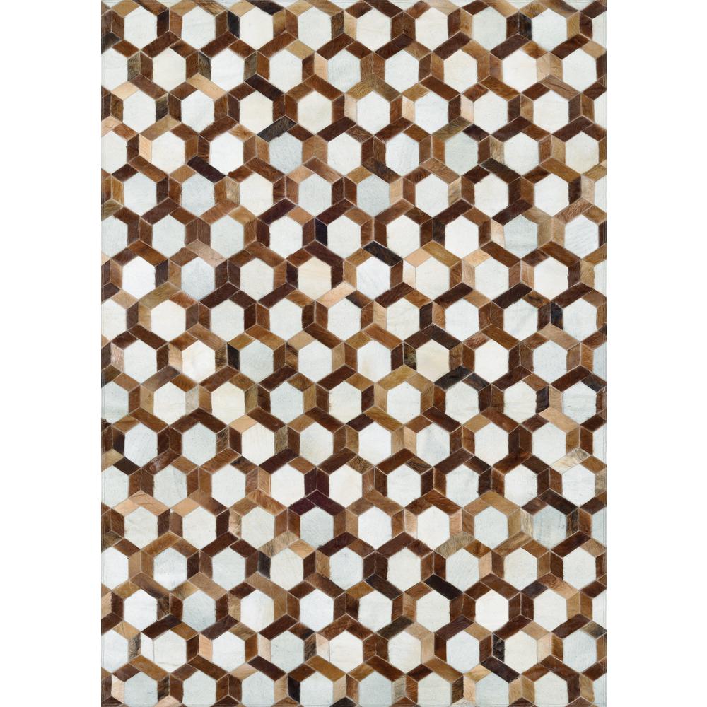 Spectrum Area Rug, Ivory/Brown ,Rectangle, 5'4" x 8'. Picture 1