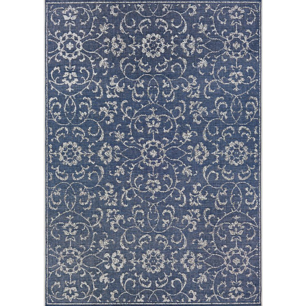 Summer Vines Area Rug, Navy/Ivory ,Rectangle, 3'9" x 5'5". Picture 1