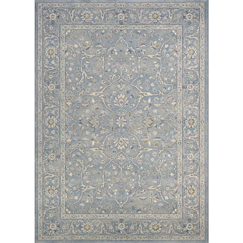 Floral Yazd Area Rug, Slate Blue ,Rectangle, 3'11" x 5'3". Picture 1