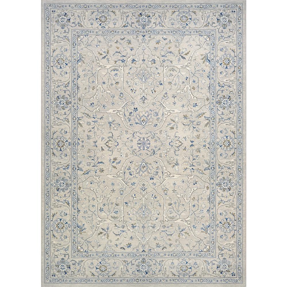 Floral Yazd Area Rug, Grey ,Rectangle, 3'11" x 5'3". Picture 1