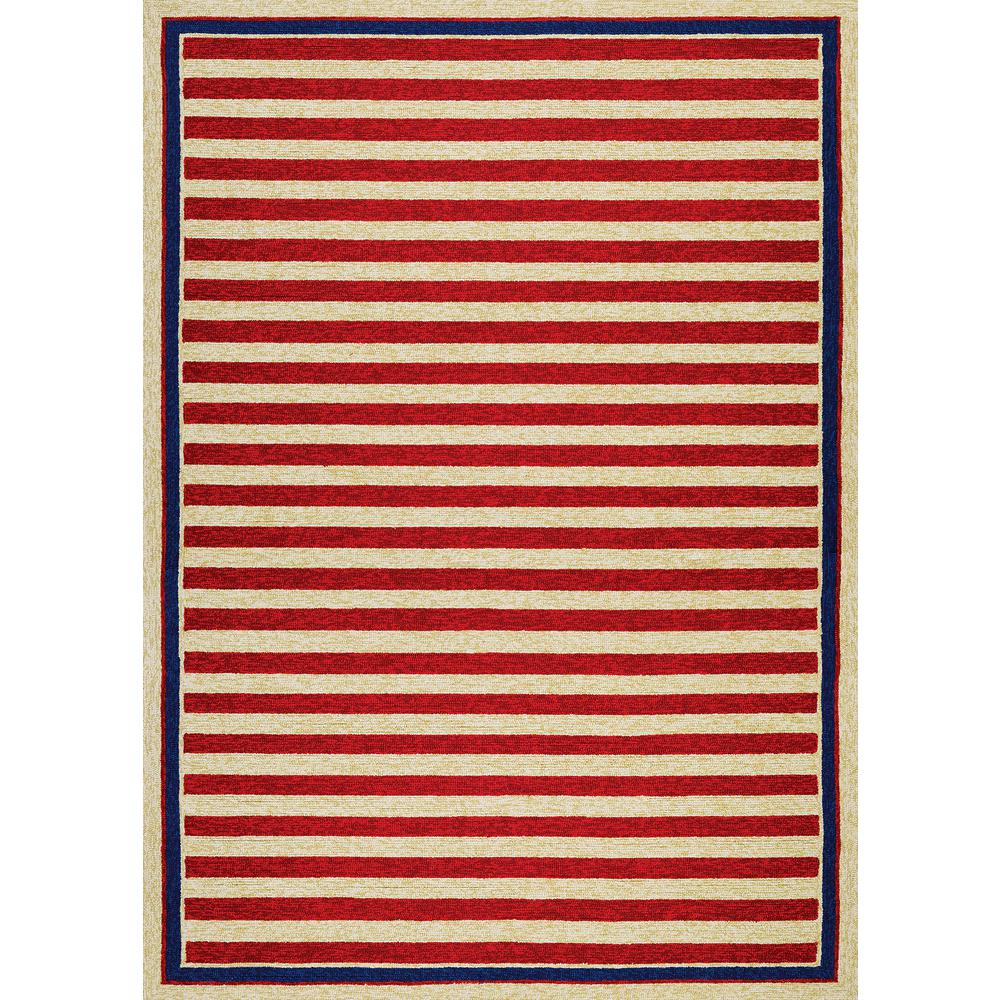 Nautical Stripes Area Rug, Red/Navy ,Rectangle, 2' x 4'. Picture 1