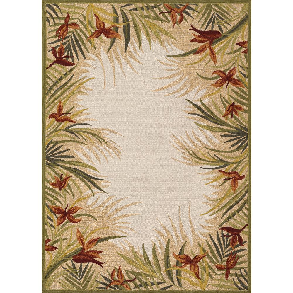 Tropic Gardens Area Rug, Sand/Multi ,Rectangle, 5'6" x 8'. Picture 1