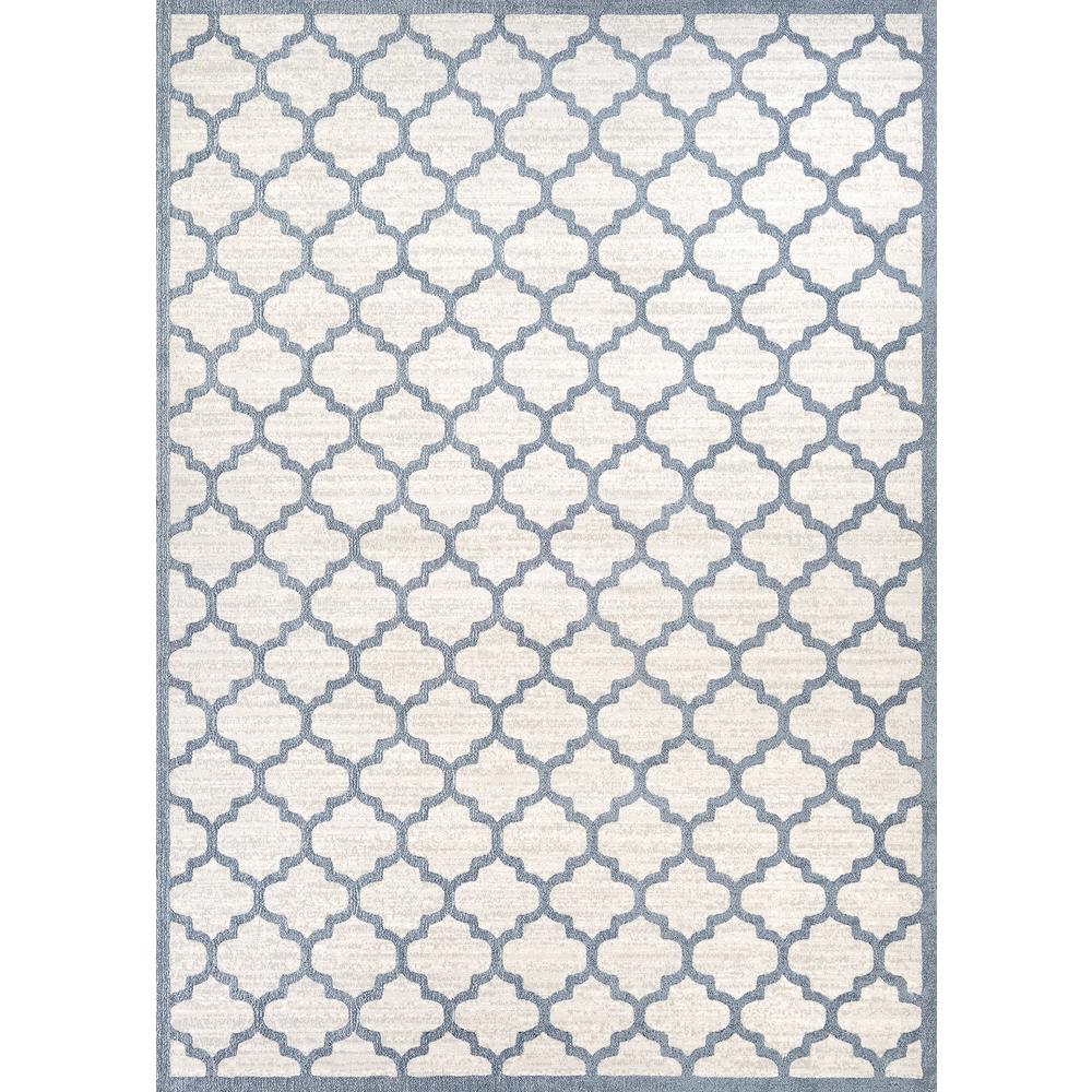 Garden Gate Area Rug, Oyster/Slate Blue ,Rectangle, 5'3" x 7'6". Picture 1