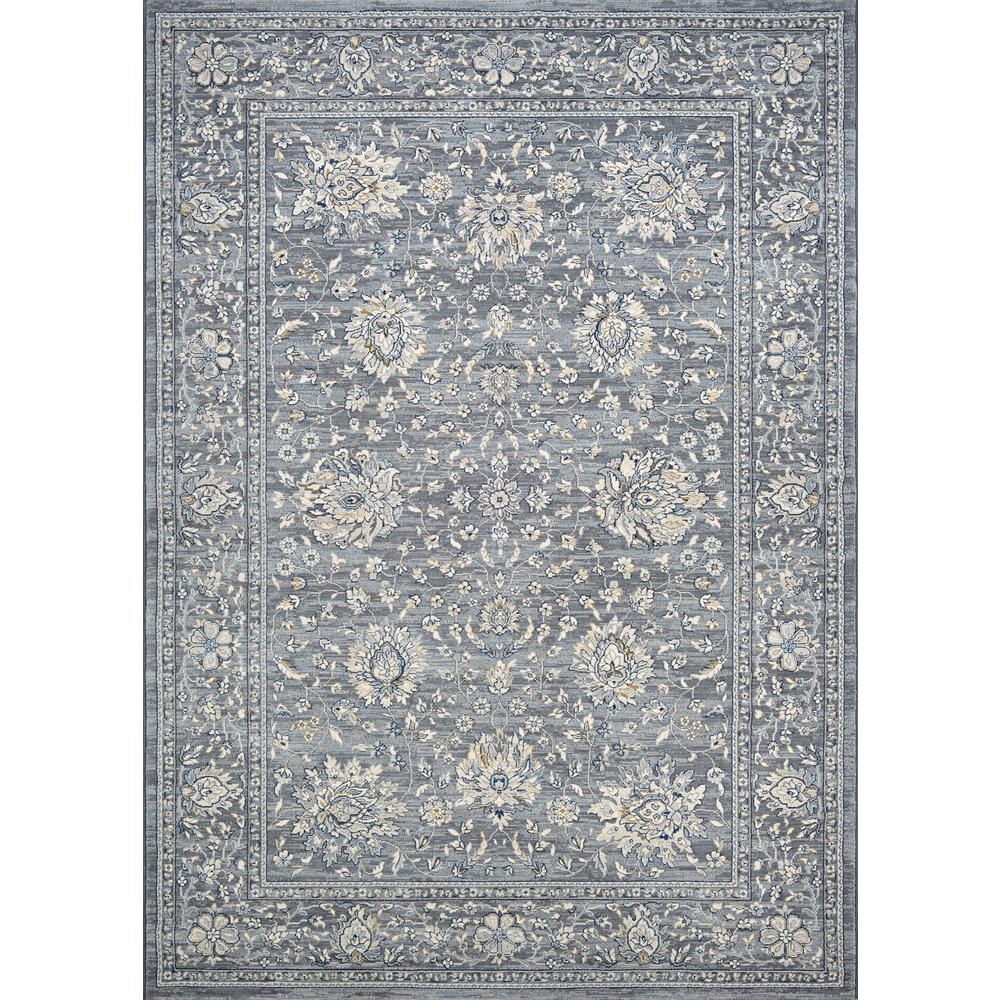 Persian Isfahn Area Rug, Slate ,Rectangle, 6'6" x 9'6". Picture 1