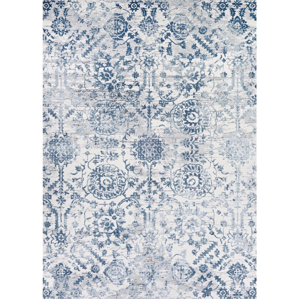 Marlowe Area Rug, Steel Blue/Ivory ,Rectangle, 2' x 3'. The main picture.