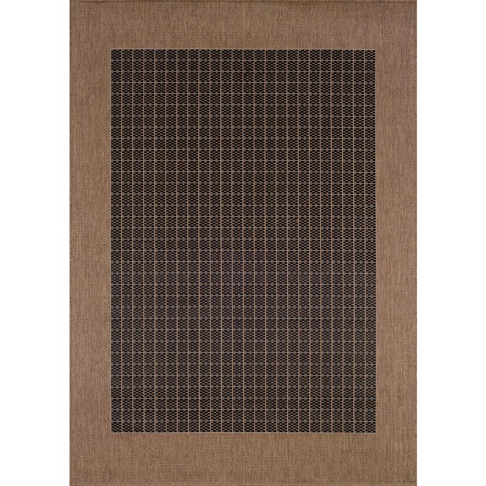 Checkered Field Area Rug, Black/Cocoa ,Round, 7'6" x 7'6". Picture 1