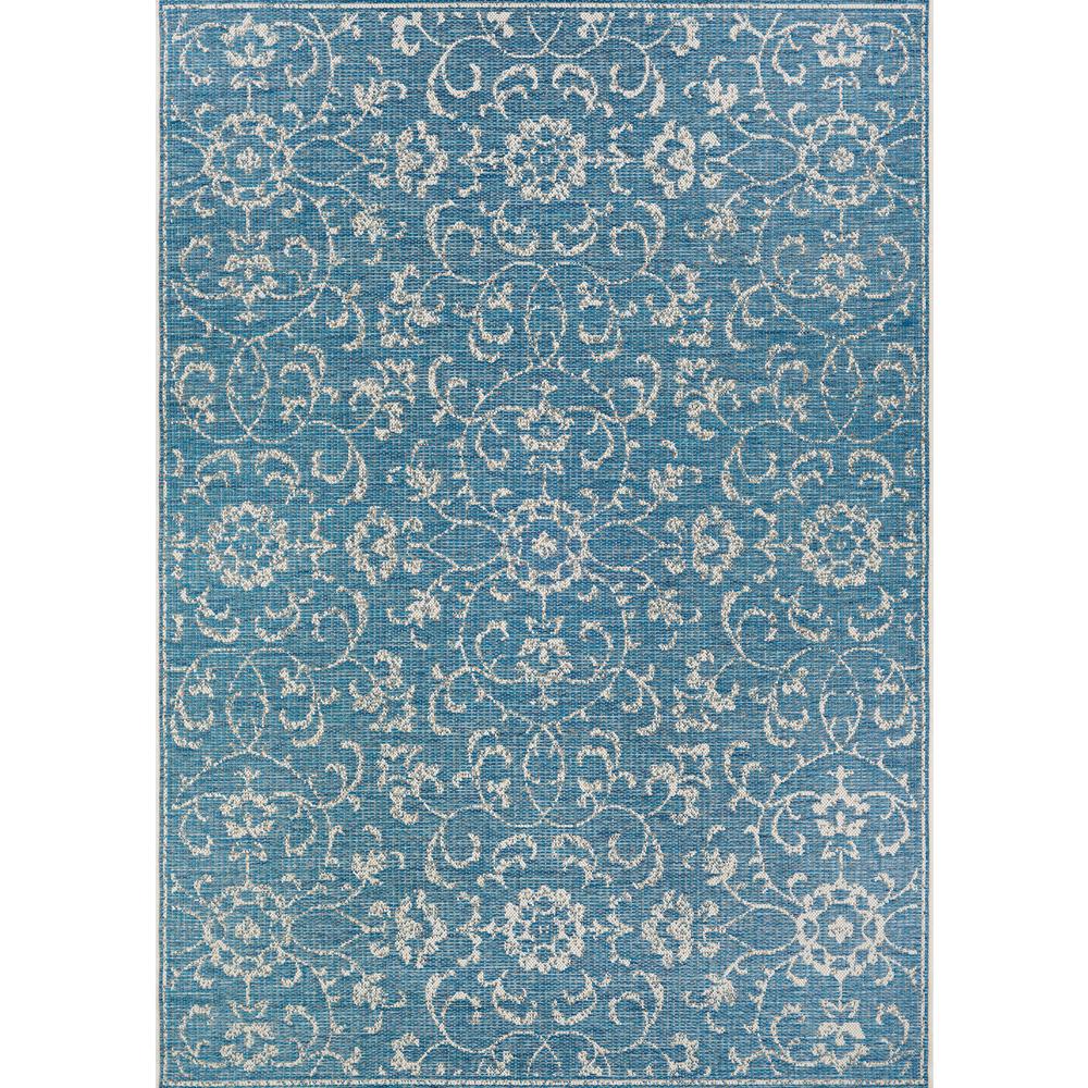 Summer Vines Area Rug, Ocean/Ivory ,Rectangle, 8'6" x 13'. Picture 1