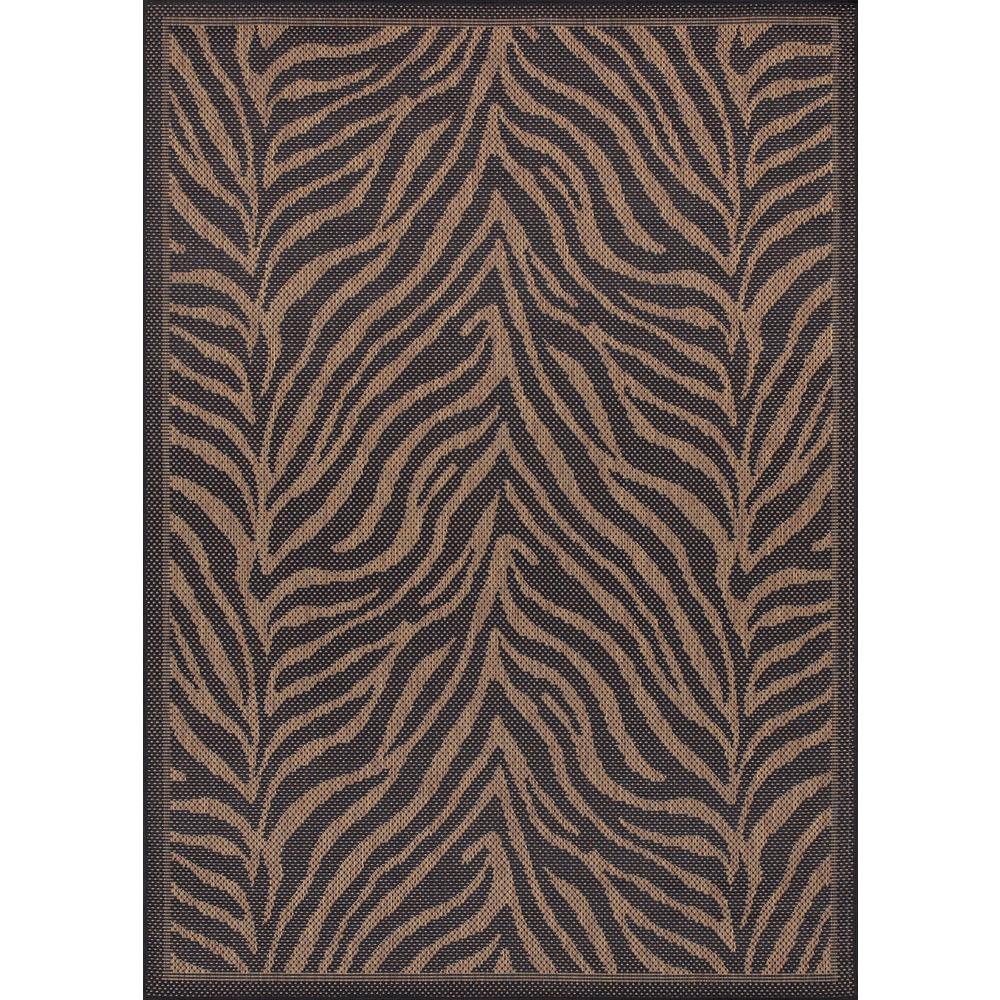 Zebra Area Rug, Black/Cocoa ,Square, 8'6" x 8'6". Picture 1