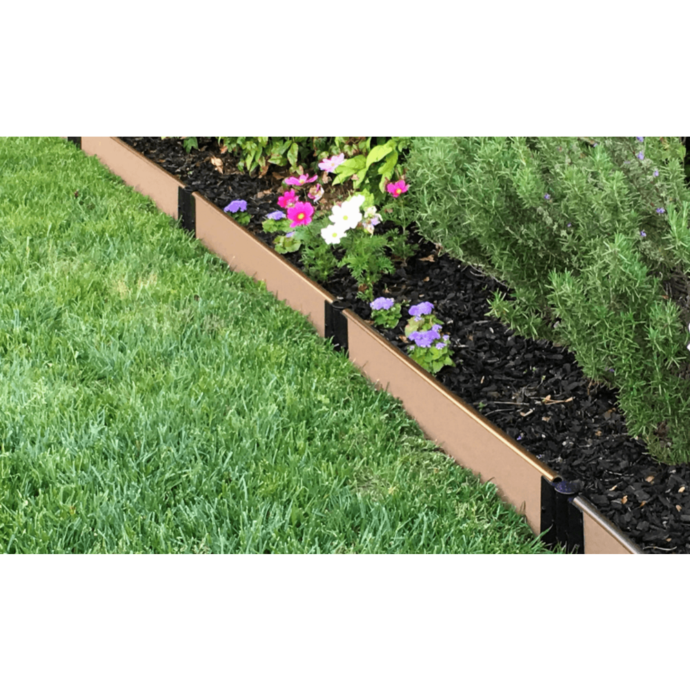 Uptown Brown Straight Landscape Edging Kit 16' - 1" Profile. Picture 1