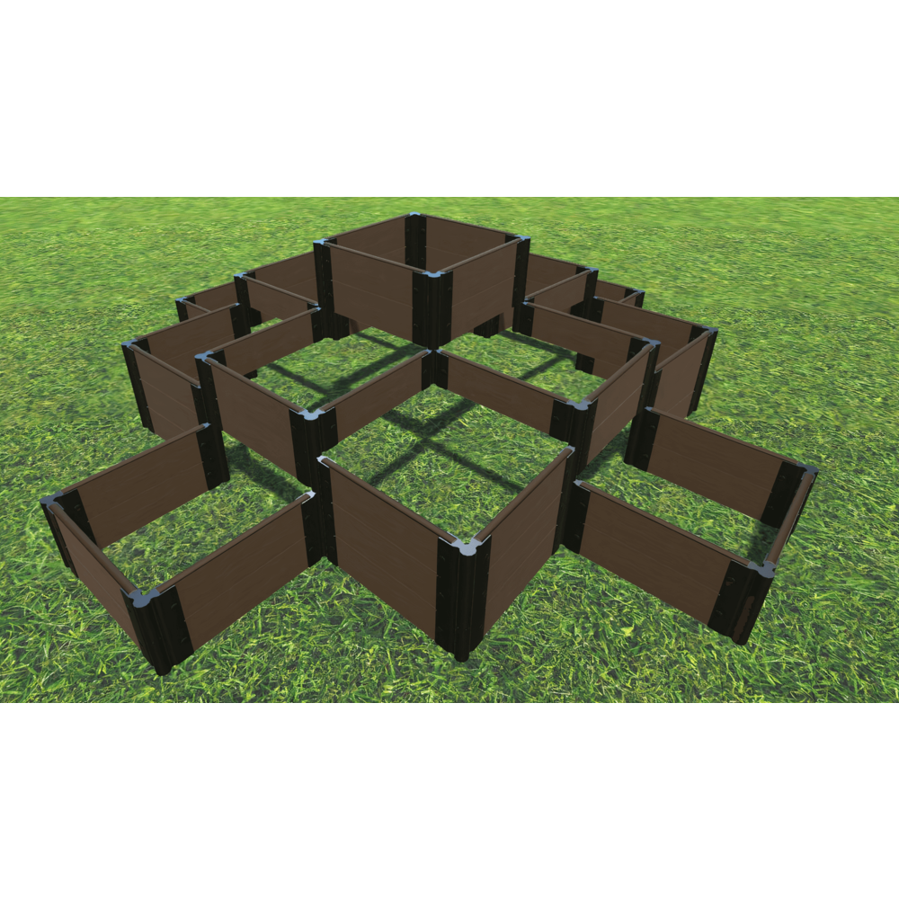 TOOL-FREE UPTOWN BROWN 'LONDON TOWER BRIDGE' 4' X 8' X 16.5" RAISED GARDEN BED (TERRACED SIDES). Picture 1