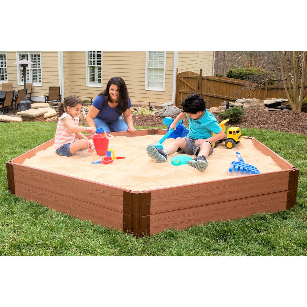 Tool-Free Classic Sienna One Inch Series 7ft. x 8ft. x 11in. Composite Hexagon Sandbox Kit. Picture 3