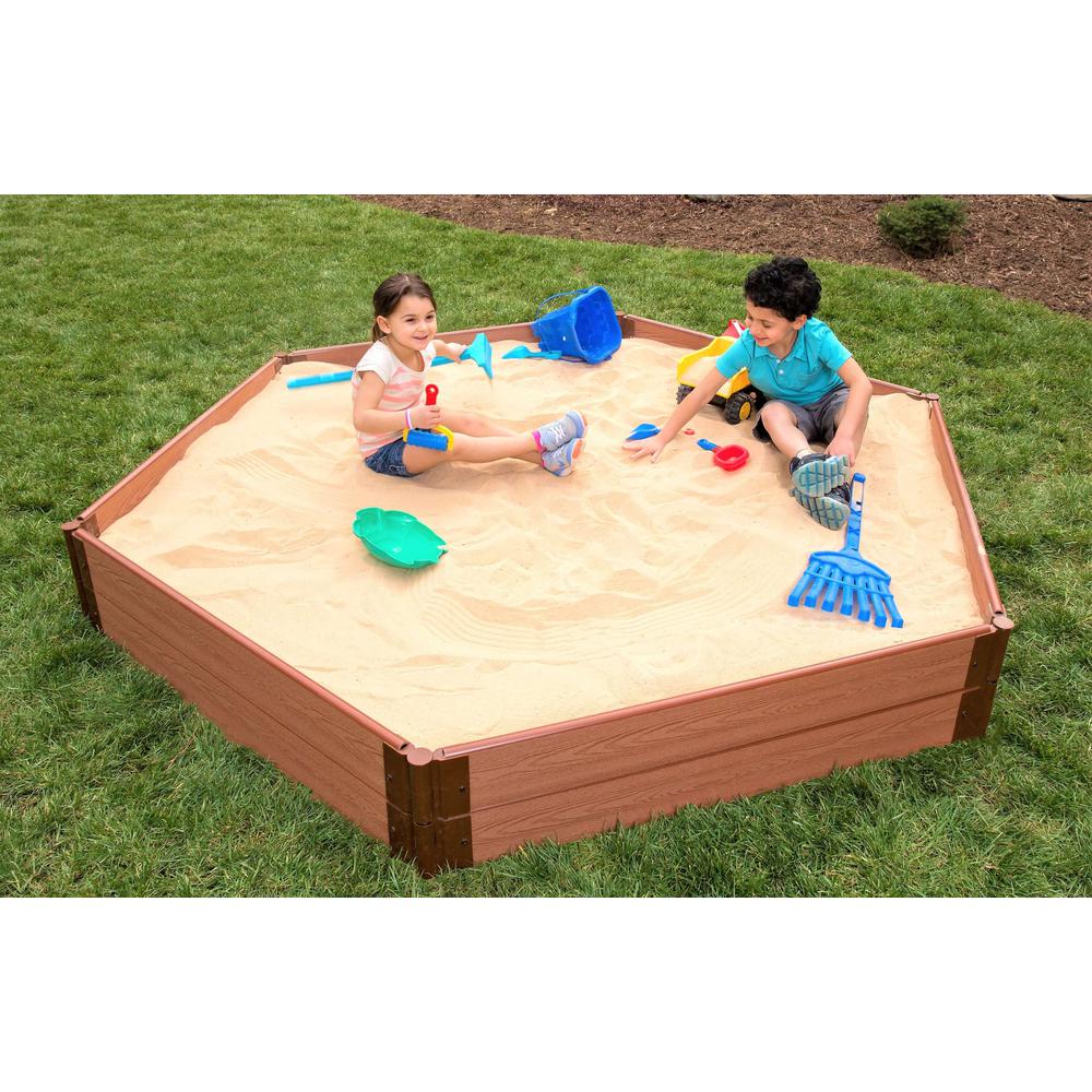 Tool-Free Classic Sienna One Inch Series 7ft. x 8ft. x 11in. Composite Hexagon Sandbox Kit. Picture 4
