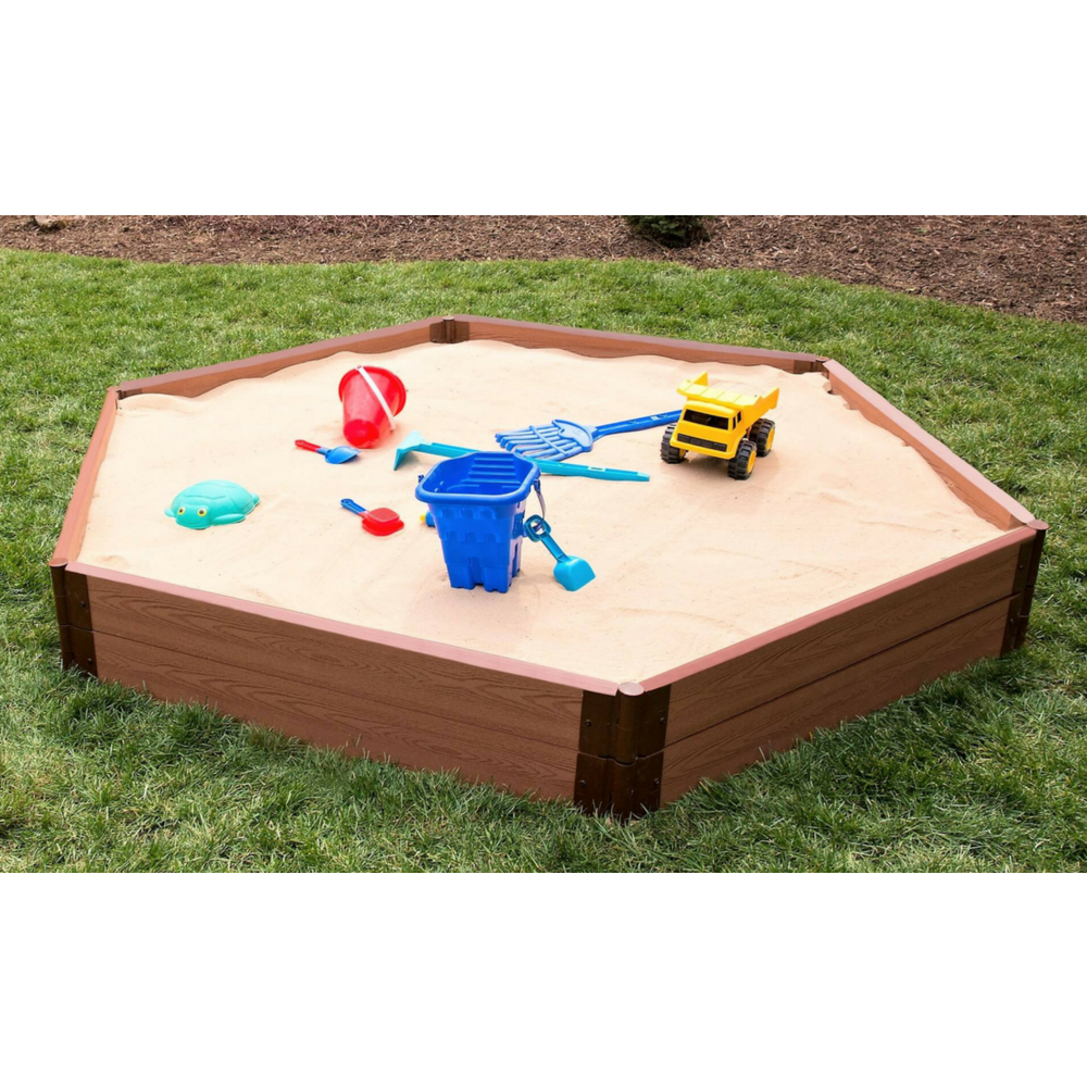 Classic Sienna 7Ft. X 8Ft. X 11In. Hexagon Sandbox - 2" Profile. Picture 6