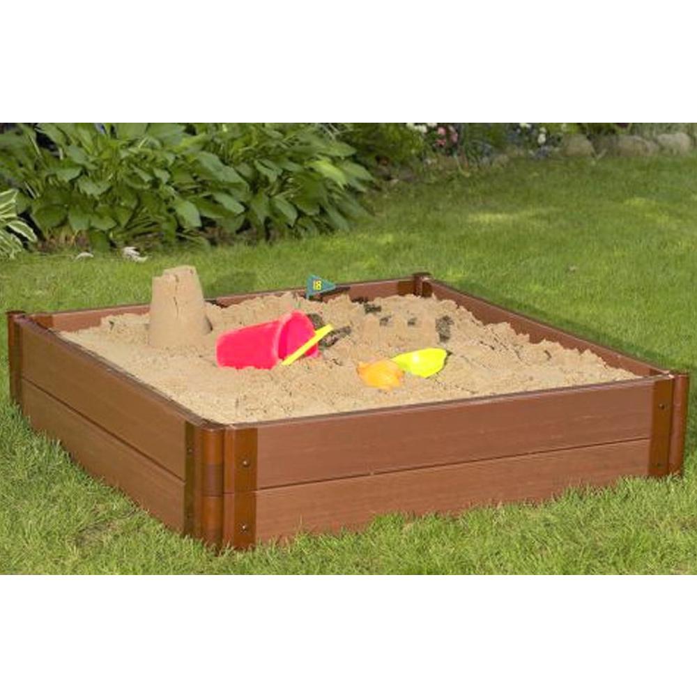 Tool-Free Classic Sienna One Inch Series 4ft. x 4ft. x 11in. Composite Square Sandbox Kit. Picture 2