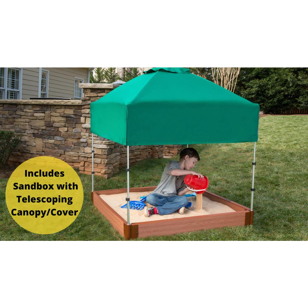 4Ft. X 4Ft. X 5.5In. Square Sandbox With Telescoping Canopy/Cover - 2" Profile. Picture 2