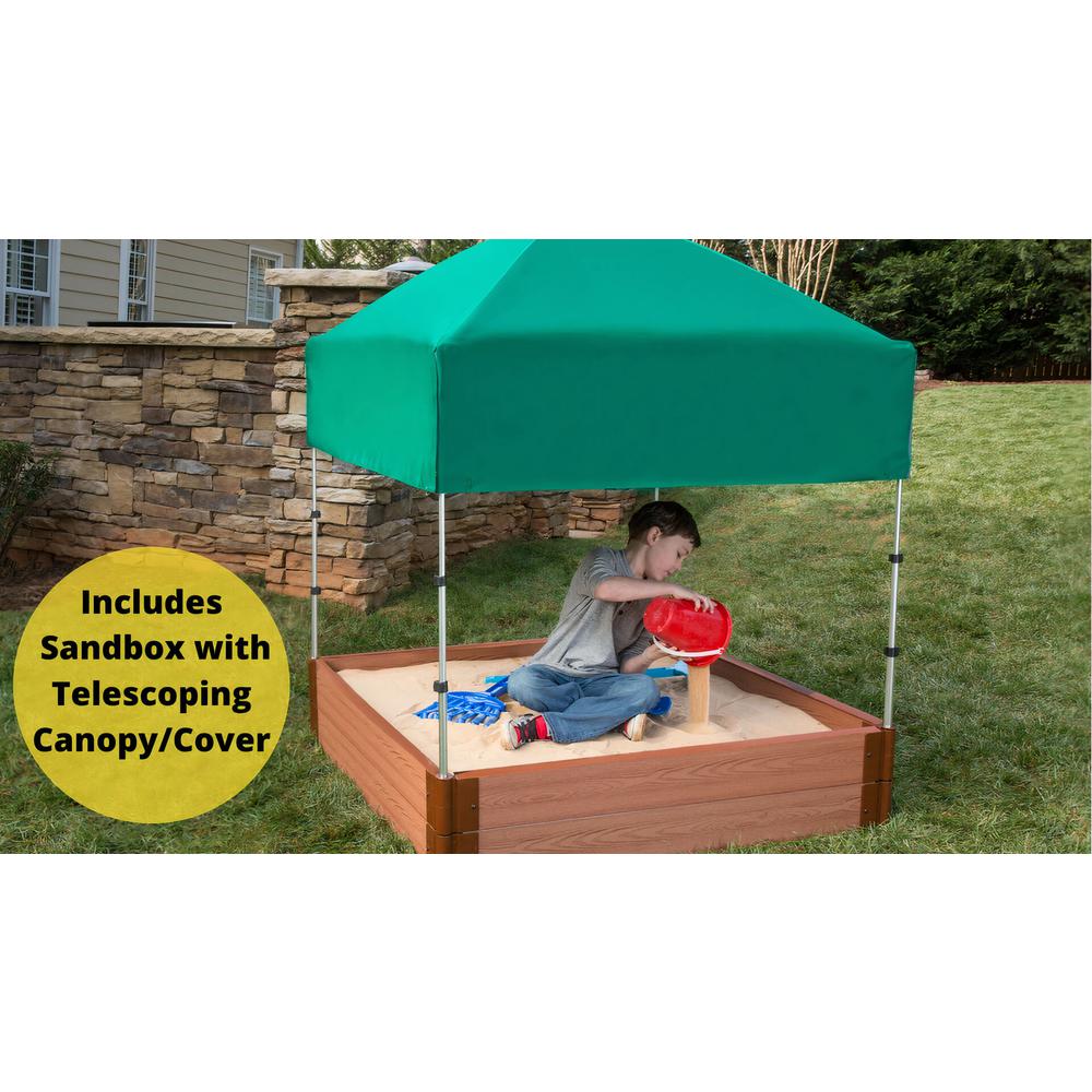 4Ft. X 4Ft. X 11In. Square Sandbox With Telescoping Canopy/Cover  - 2" Profile. Picture 2