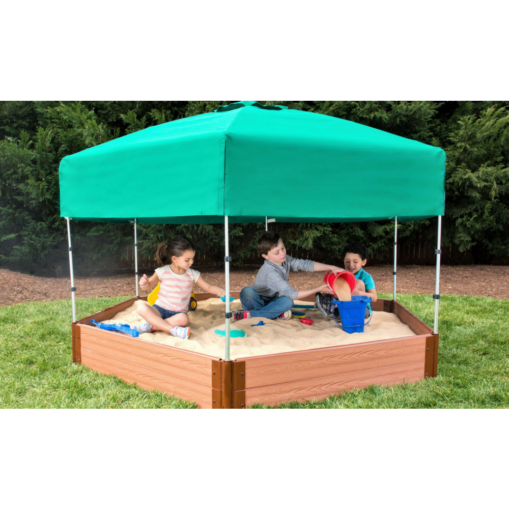 7Ft. X  8Ft. X 11In. Hexagon Sandbox With Telescoping Canopy/Cover - 2" Profile. Picture 3
