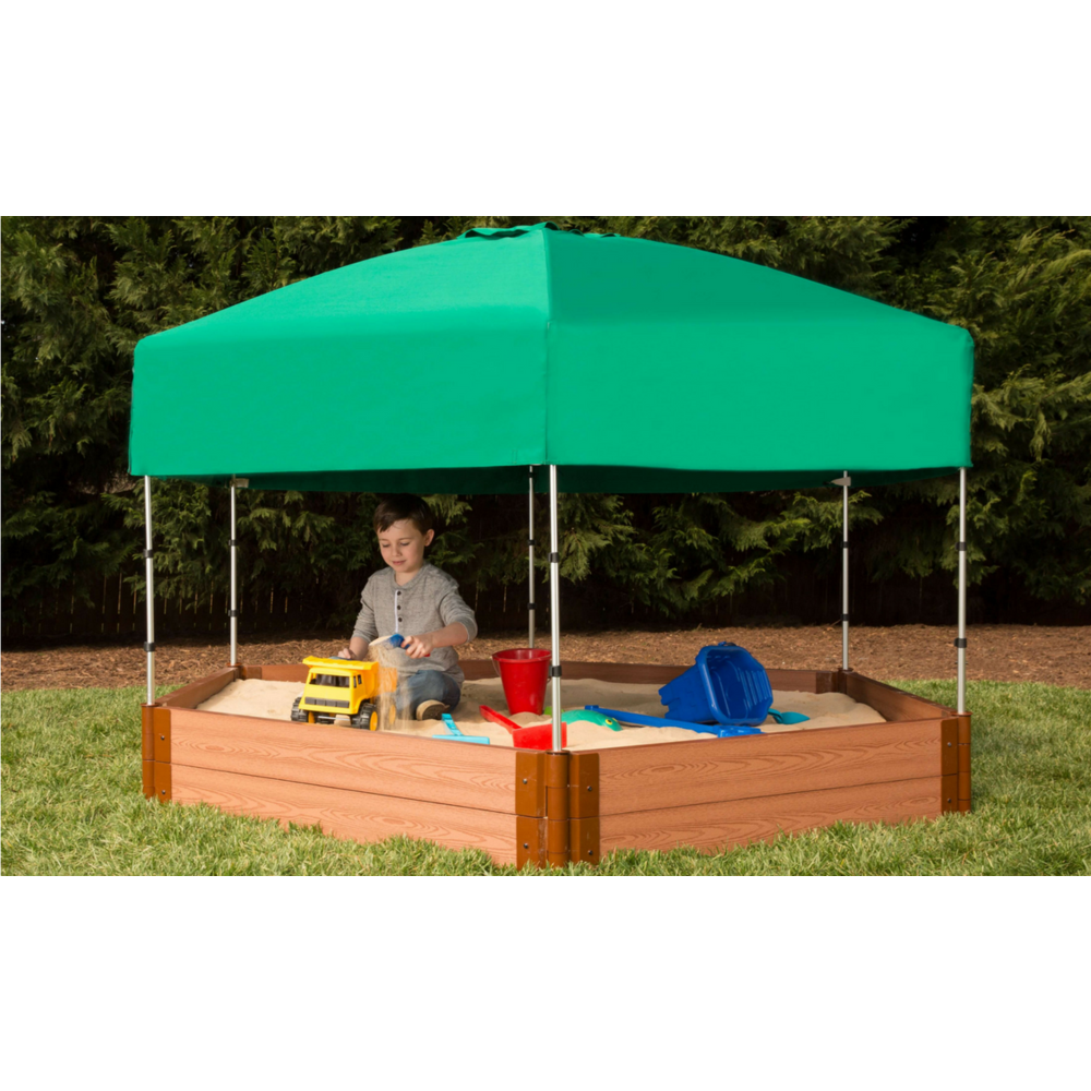 7Ft. X  8Ft. X 11In. Hexagon Sandbox With Telescoping Canopy/Cover - 2" Profile. Picture 4