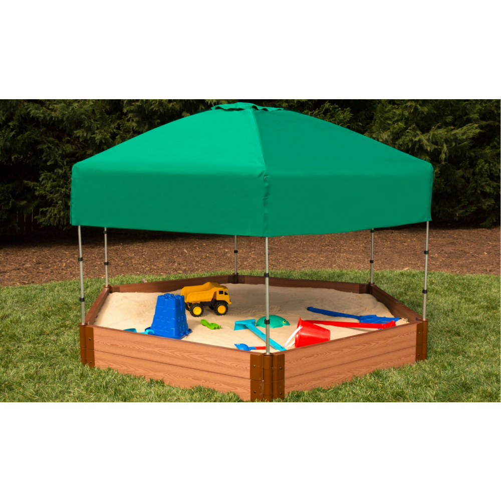 7Ft. X  8Ft. X 11In. Hexagon Sandbox With Telescoping Canopy/Cover - 2" Profile. Picture 5