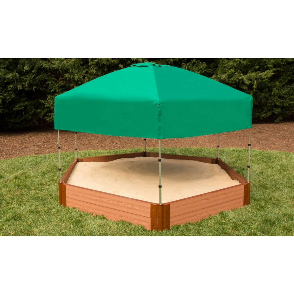7Ft. X  8Ft. X 11In. Hexagon Sandbox With Telescoping Canopy/Cover - 2" Profile. Picture 6