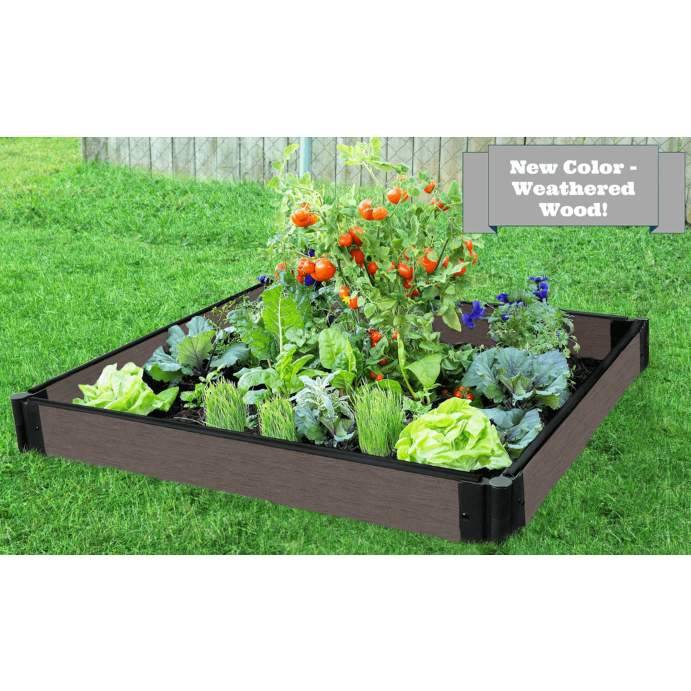 Weathered Wood Raised Garden Bed 4' X 4' X 5.5” – 1” Profile. Picture 2