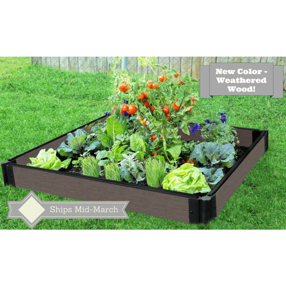 Weathered Wood Raised Garden Bed 4' X 4' X 5.5” – 1” Profile. Picture 3