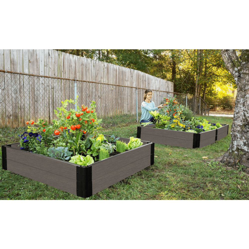 Weathered Wood Raised Garden Bed 4' X 4' X 11” – 1” Profile. Picture 3