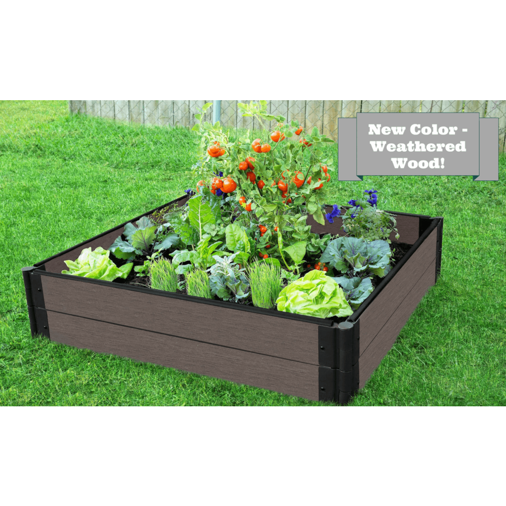Weathered Wood Raised Garden Bed 4' X 4' X 11” – 1” Profile. Picture 4