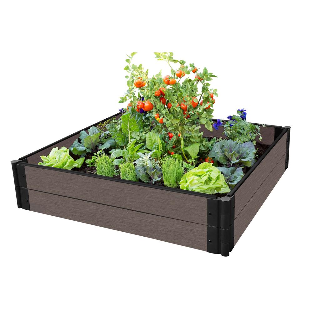 Weathered Wood Raised Garden Bed 4' X 4' X 11” – 1” Profile. Picture 6