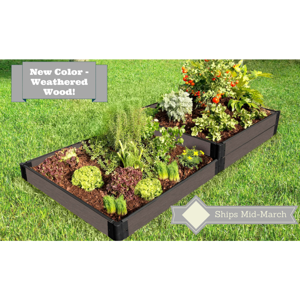 Weathered Wood Raised Garden Bed Terraced 4' X 8' X 11” – 1” Profile. Picture 3